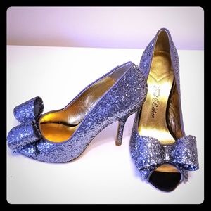 Ted Baker Silver Sparkly Peep Toe